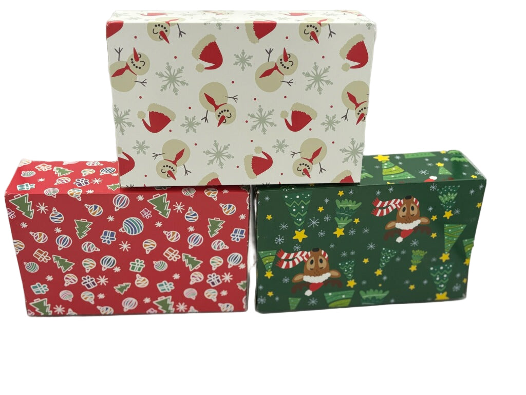 Christmas Cookie Boxes – Assorted 3-Pack (9"x6") with Clear Window