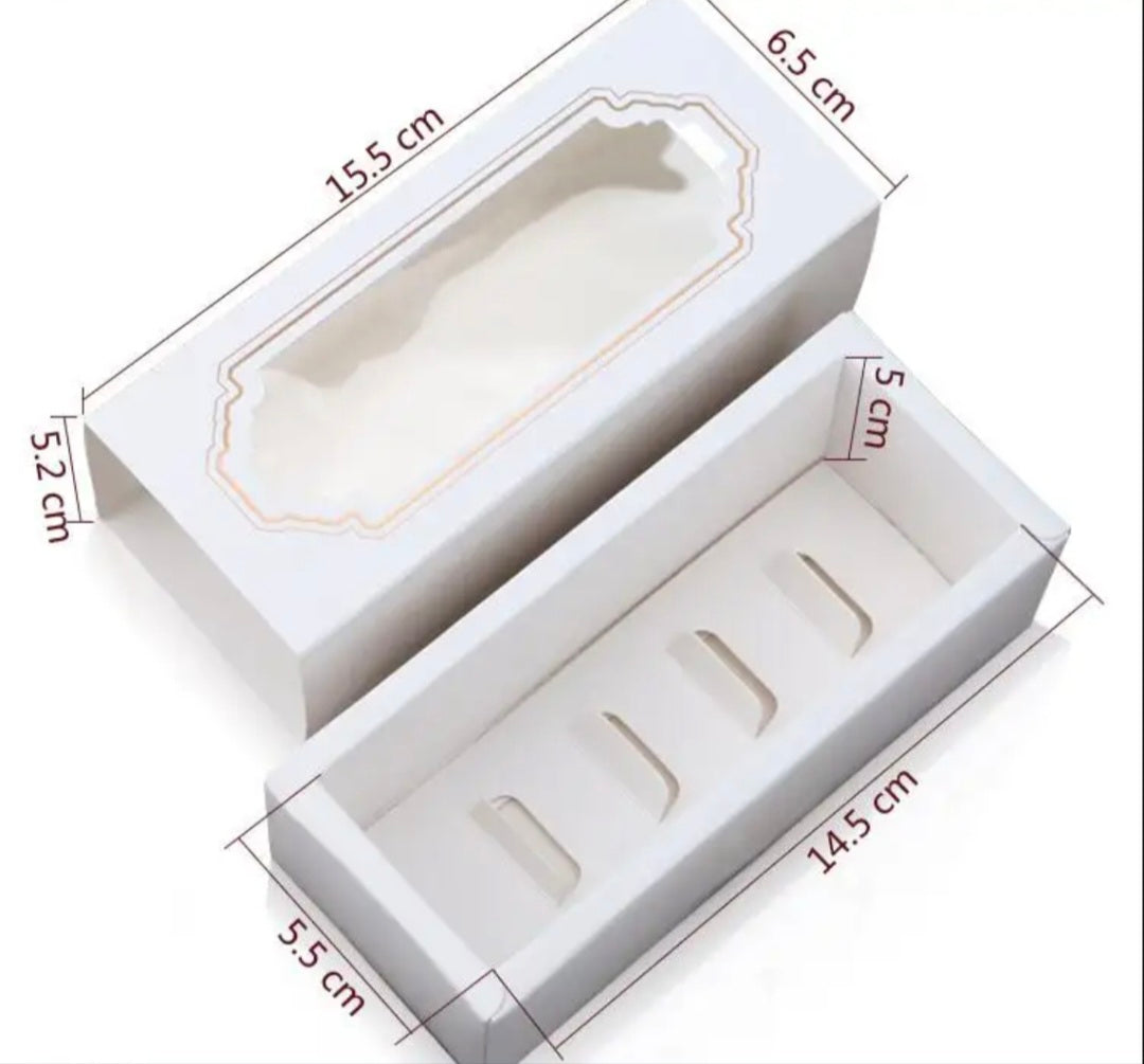 White Macaron Box with Clear Window for 5 Macarons