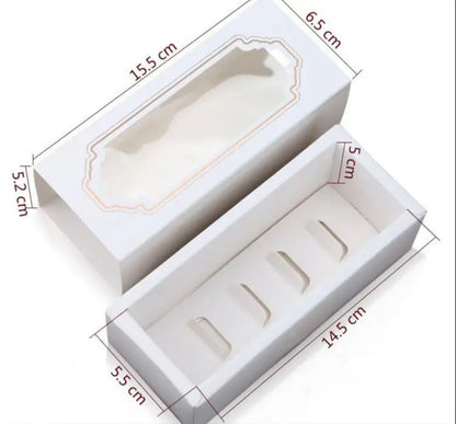 White Macaron Box with Clear Window for 5 Macarons