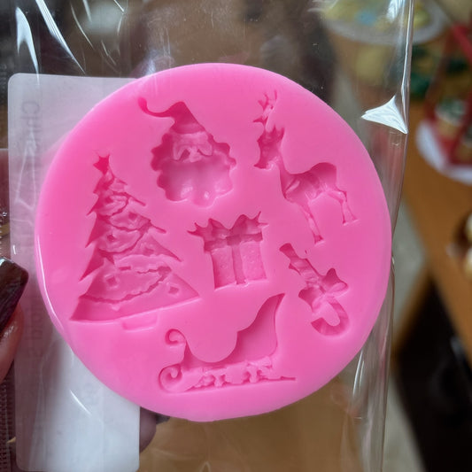 Christmas Silicone Mold Santa Tree Sleigh 6 Cavity