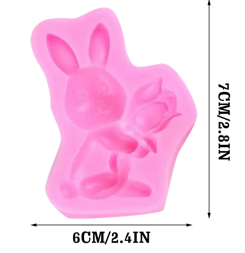 Easter Bunny With Flower Silicone Mold