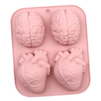 Anatomical Heart & Brain Silicone Mold – 4 Cavity