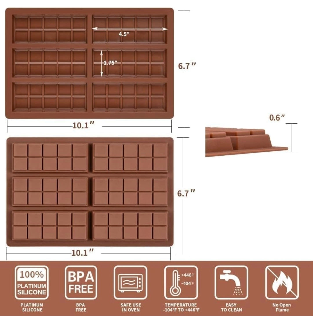 Silicone Chocolate Bar Mold – Break-Apart Candy Bar Mold