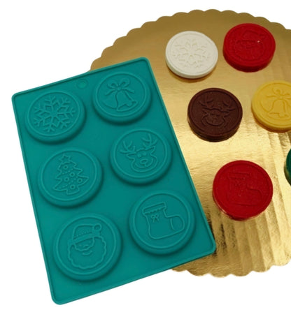 Christmas Coin Silicone Chocolate Mold 6 Cavity