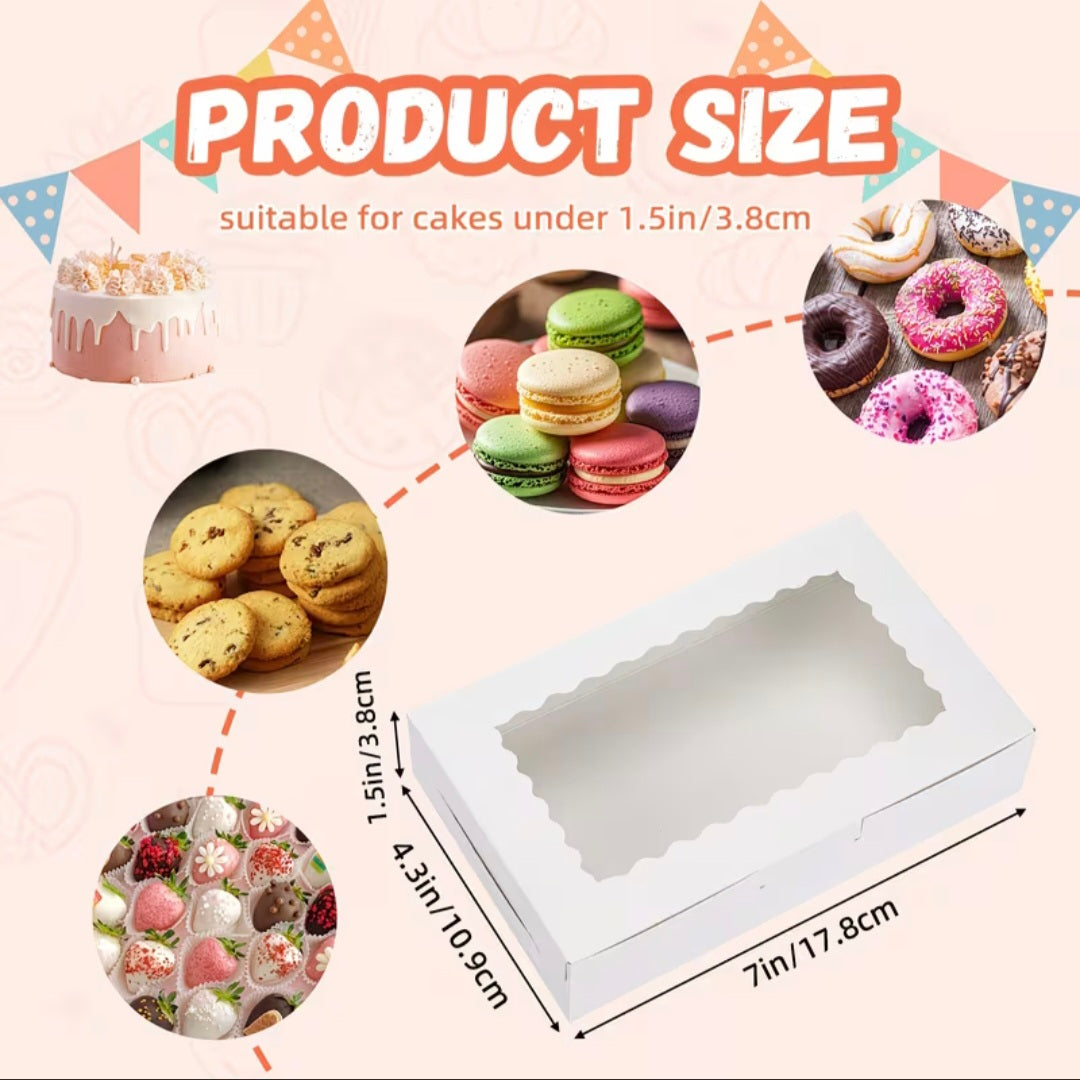 White Cookie Treat Box with Window, 7"L 5 Count