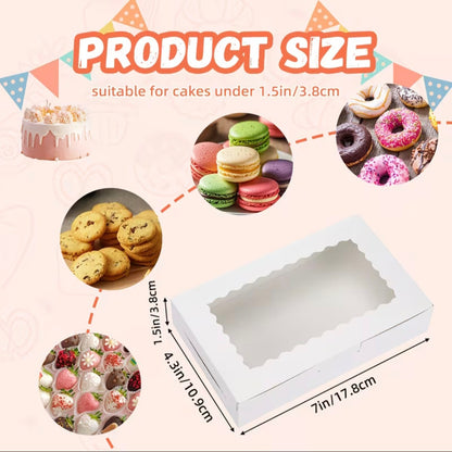 White Cookie Treat Box with Window, 7"L 5 Count