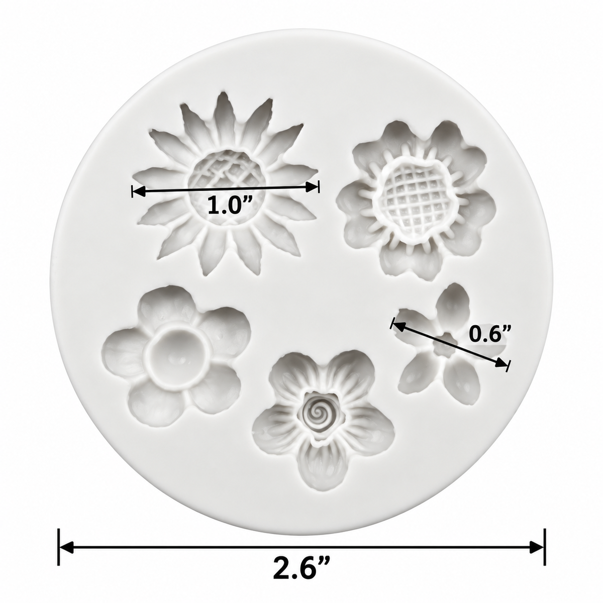 Assorted Wildflower Fondant & Gum Paste Silicone Mold – 5 Flowers