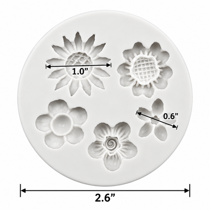 Assorted Wildflower Fondant & Gum Paste Silicone Mold – 5 Flowers
