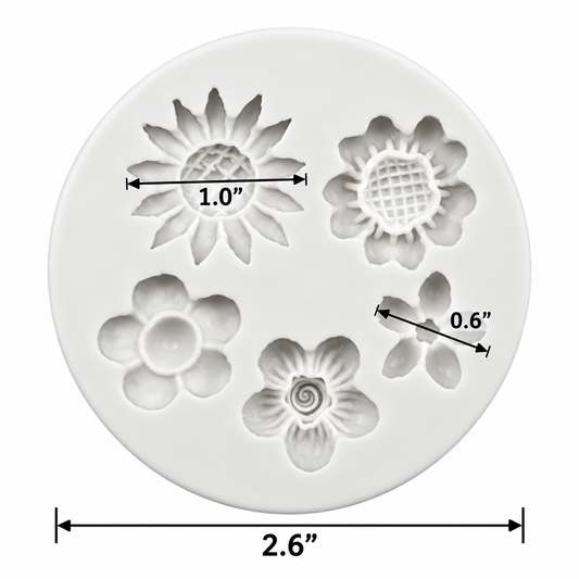Assorted Wildflower Fondant & Gum Paste Silicone Mold – 5 Flowers