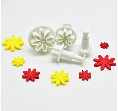 Flower Plunger Fondant Cutters - 4 Piece Set