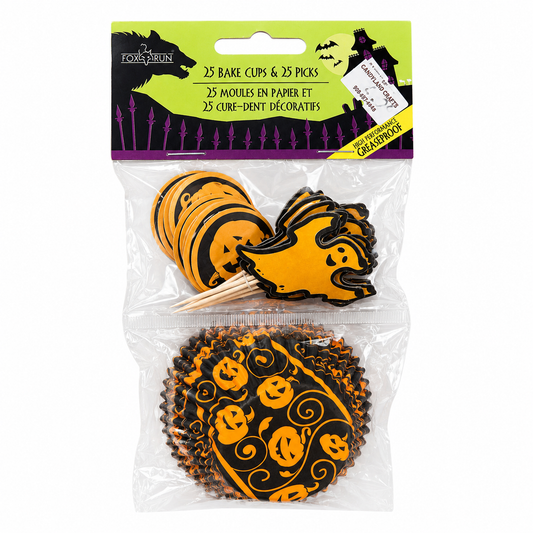 Halloween Cupcake Liners & Cupcake Picks Set | 25 Liners & 25 Picks