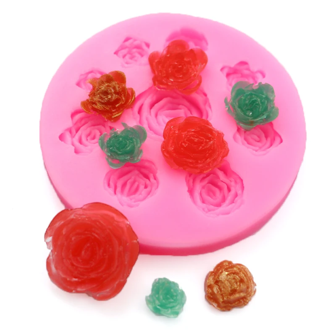 Rose Fondant & Gum Paste Asst Sizes Silicone Mold – 9 Flowers
