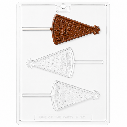 Happy Birthday Party Hat Lollipop Mold 3 Cavity