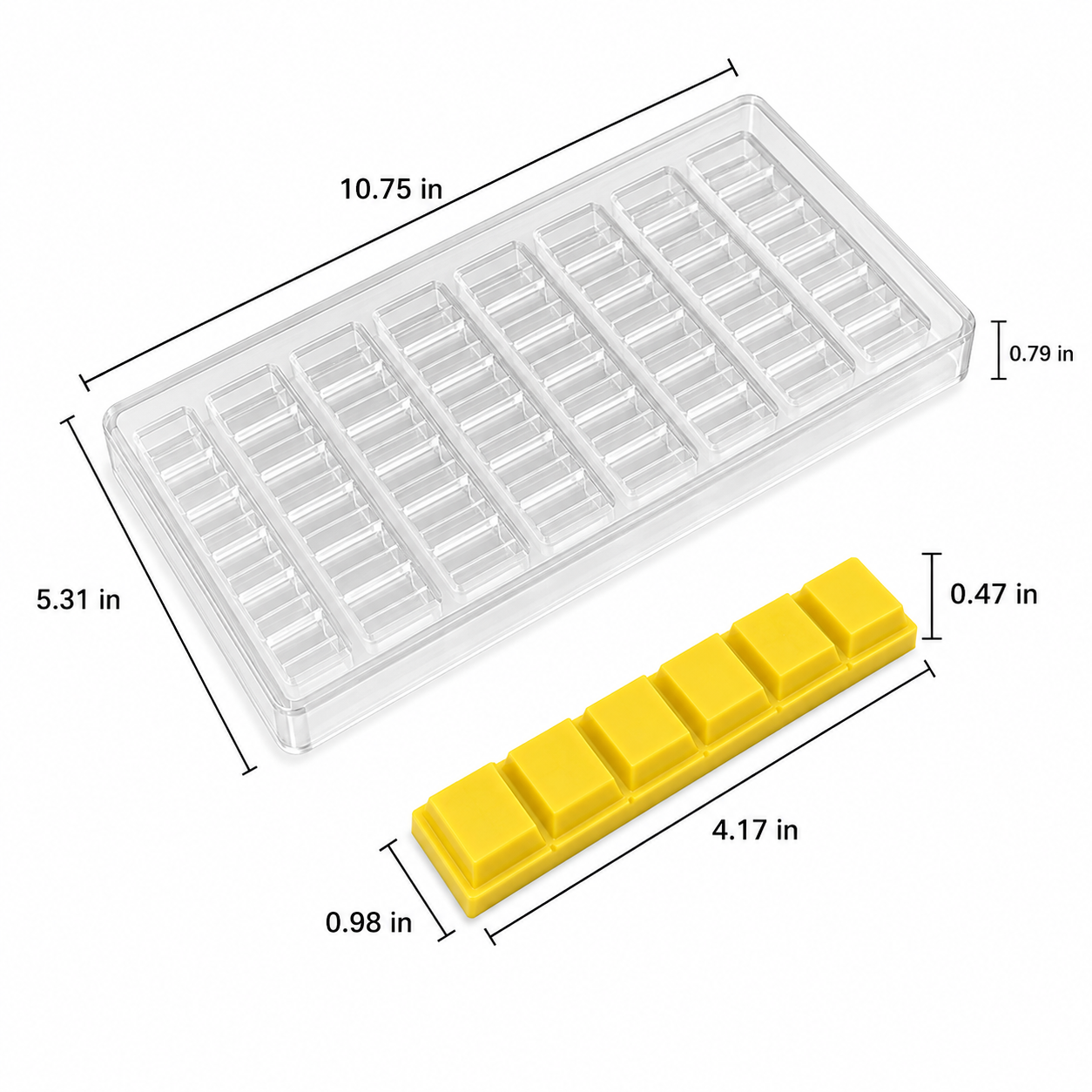 Break-Apart Chocolate Bar Candy Mold – 5 Cavity
