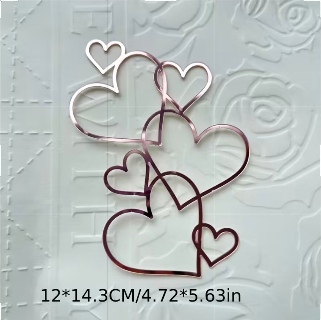 Cascading Hearts Rose Gold Cake Topper/Layon