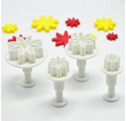 Flower Plunger Fondant Cutters - 4 Piece Set