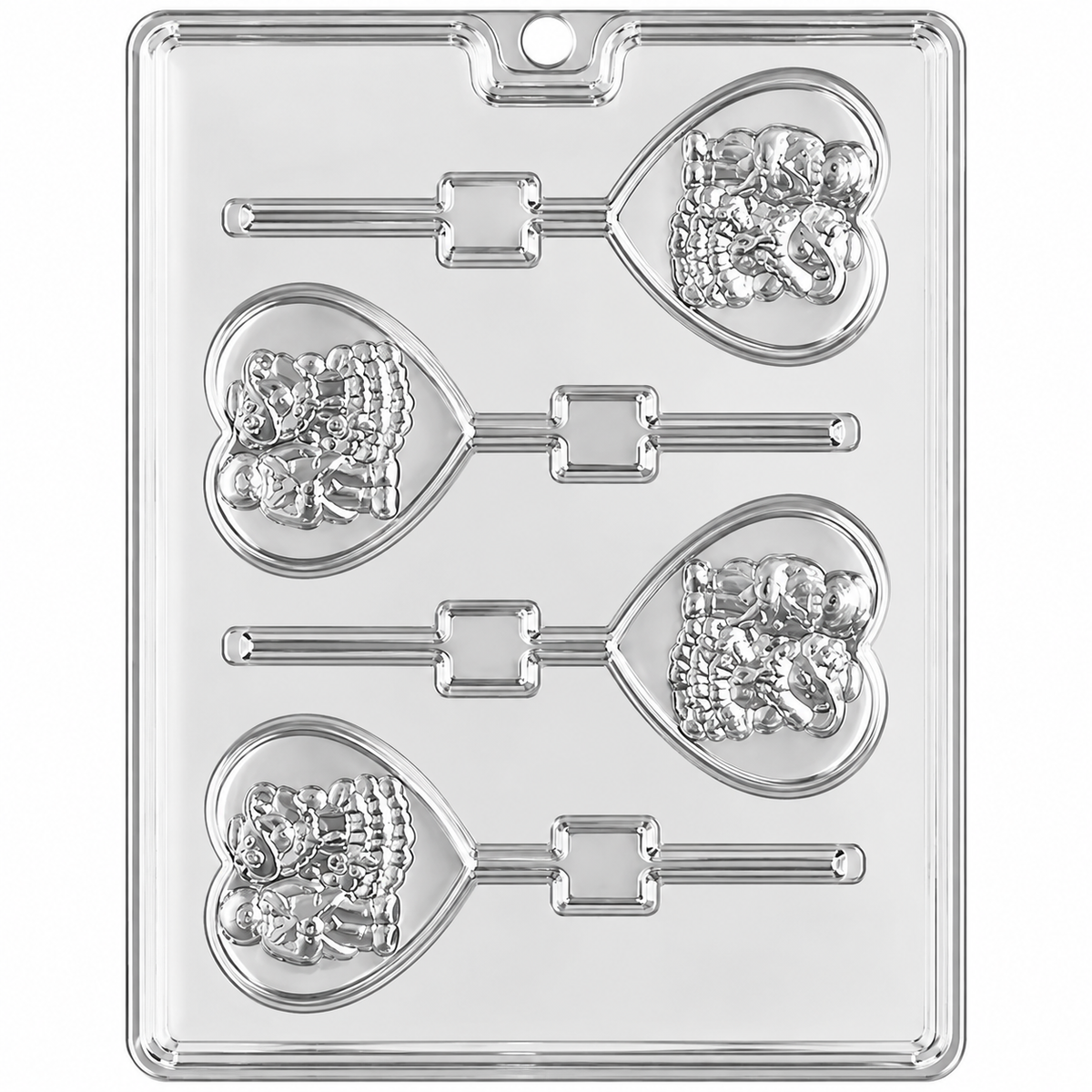 Bride And Groom Bears On Heart Lollipop Mold