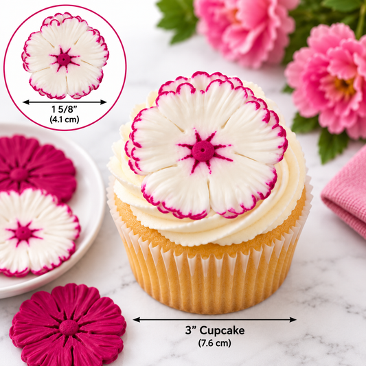 Dianthus Flower Icing Cake Decorations – Sugar Flower Toppers 3 Count