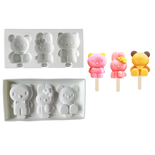 Kawaii Character Lollipop Silicone Mold – 3 Cavity
