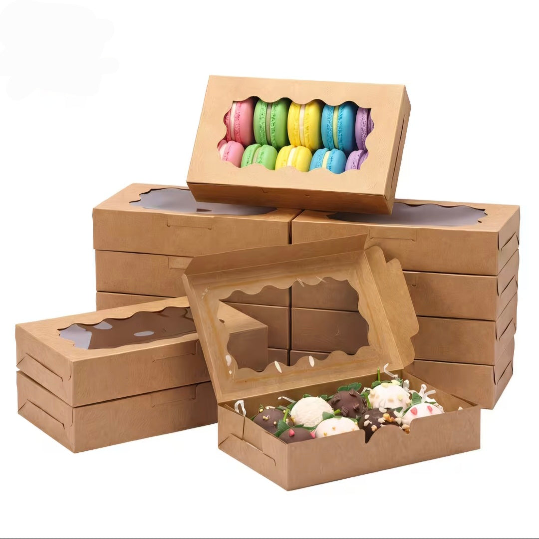 Kraft Brown Cookie Treat Box with Window, 7"L 5 Count