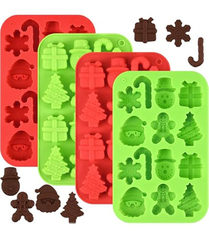 Christmas Silicone Santa And Friends Chocolate Mold 12 Cavity