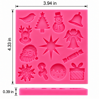 Christmas Silicone Mold – 13 Holiday Shapes for Chocolate, Fondant, Candy & Cake Decorating