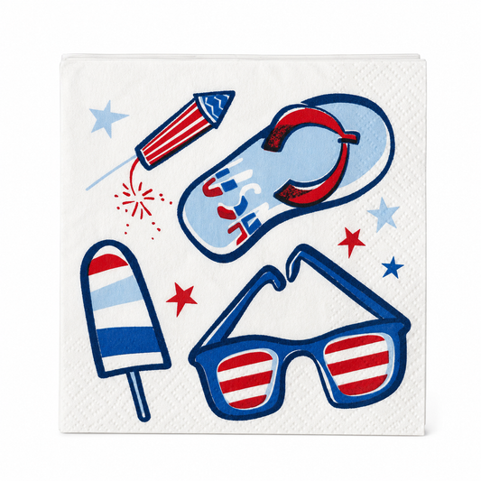 Patriotic Summer Icon Cocktail Napkins 24ct July 4th Party