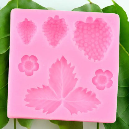 Strawberry Leaves & Flower Silicone Mold | Fondant & Chocolate Mold