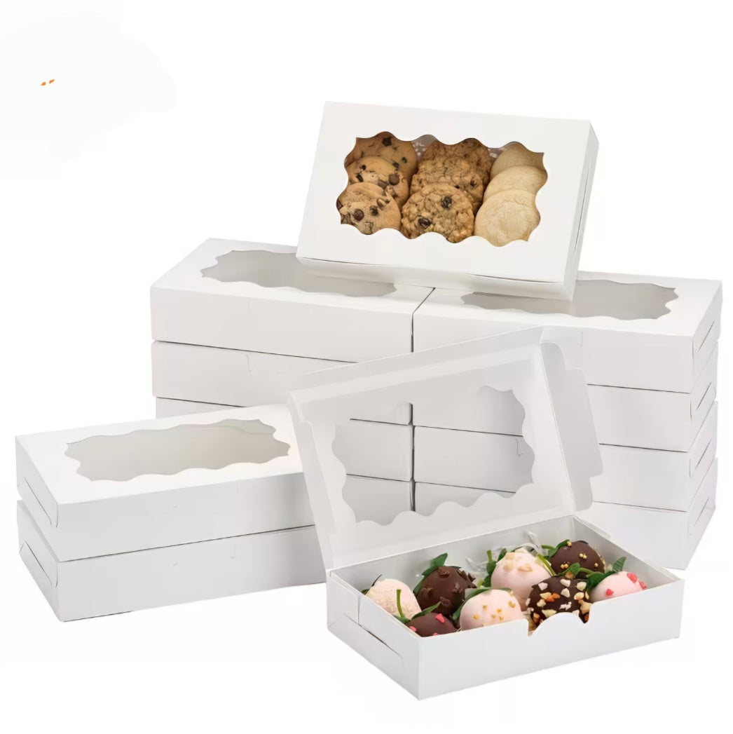 White Cookie Treat Box with Window, 7"L 5 Count