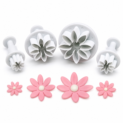 Flower Plunger Fondant Cutters - 4 Piece Set