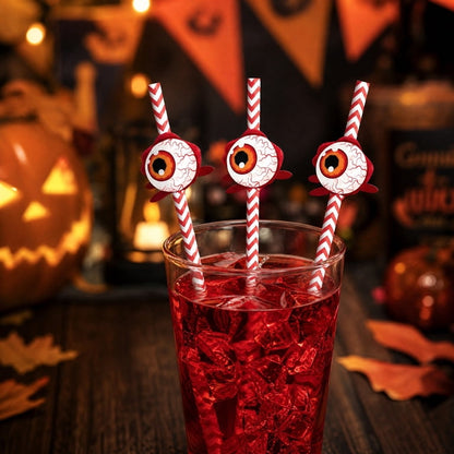 Halloween Blood Shot Eyeball Paper Straws for Cake Pops & Drinks 24 Count