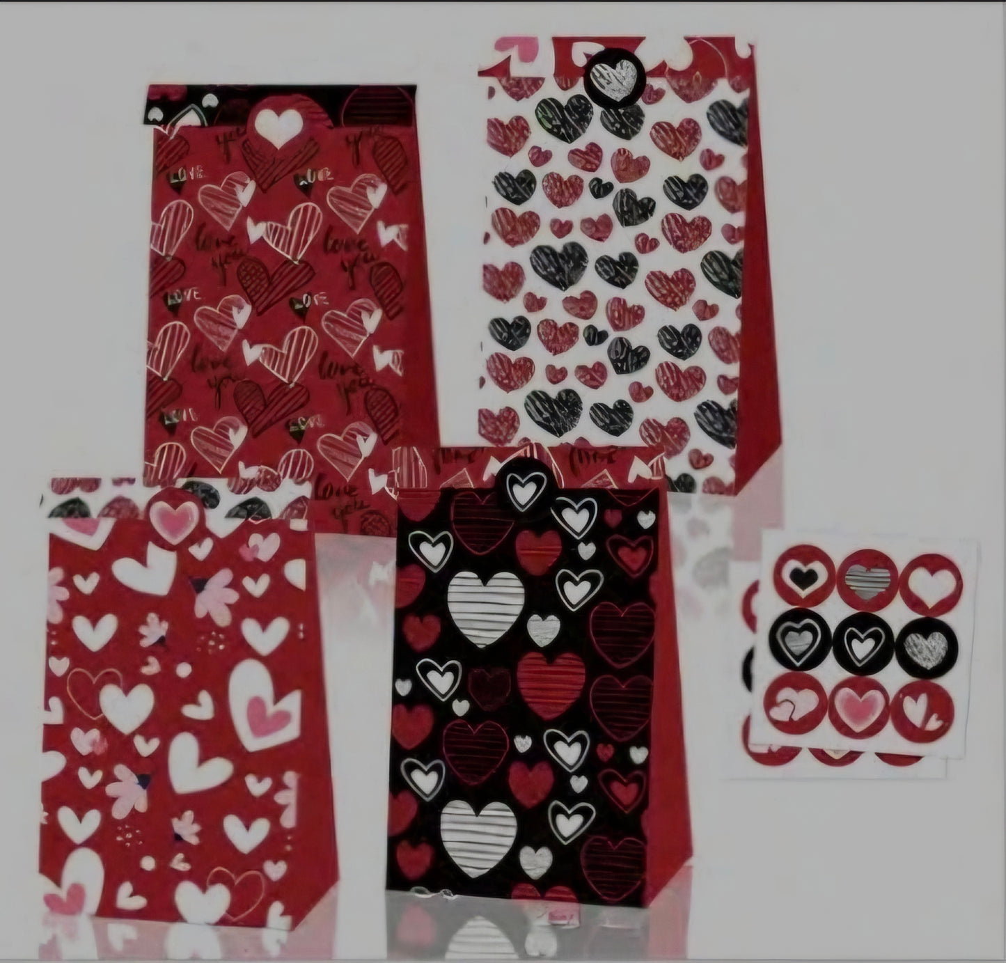 Valentine Paper Treat Bags - Candy, Cookie & Gift Sacks 6 Count