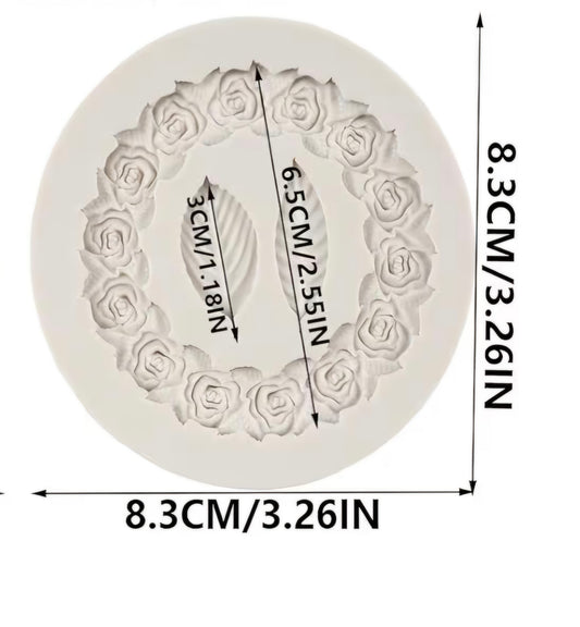 Rose Wreath with Leaves Silicone Mold
