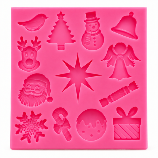 Christmas Silicone Mold – 13 Holiday Shapes for Chocolate, Fondant, Candy & Cake Decorating
