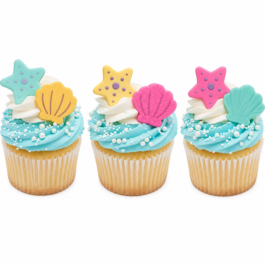 Sea Life Royal Icing Decorations – Edible Ocean Cake & Cupcake Toppers, 6 Count