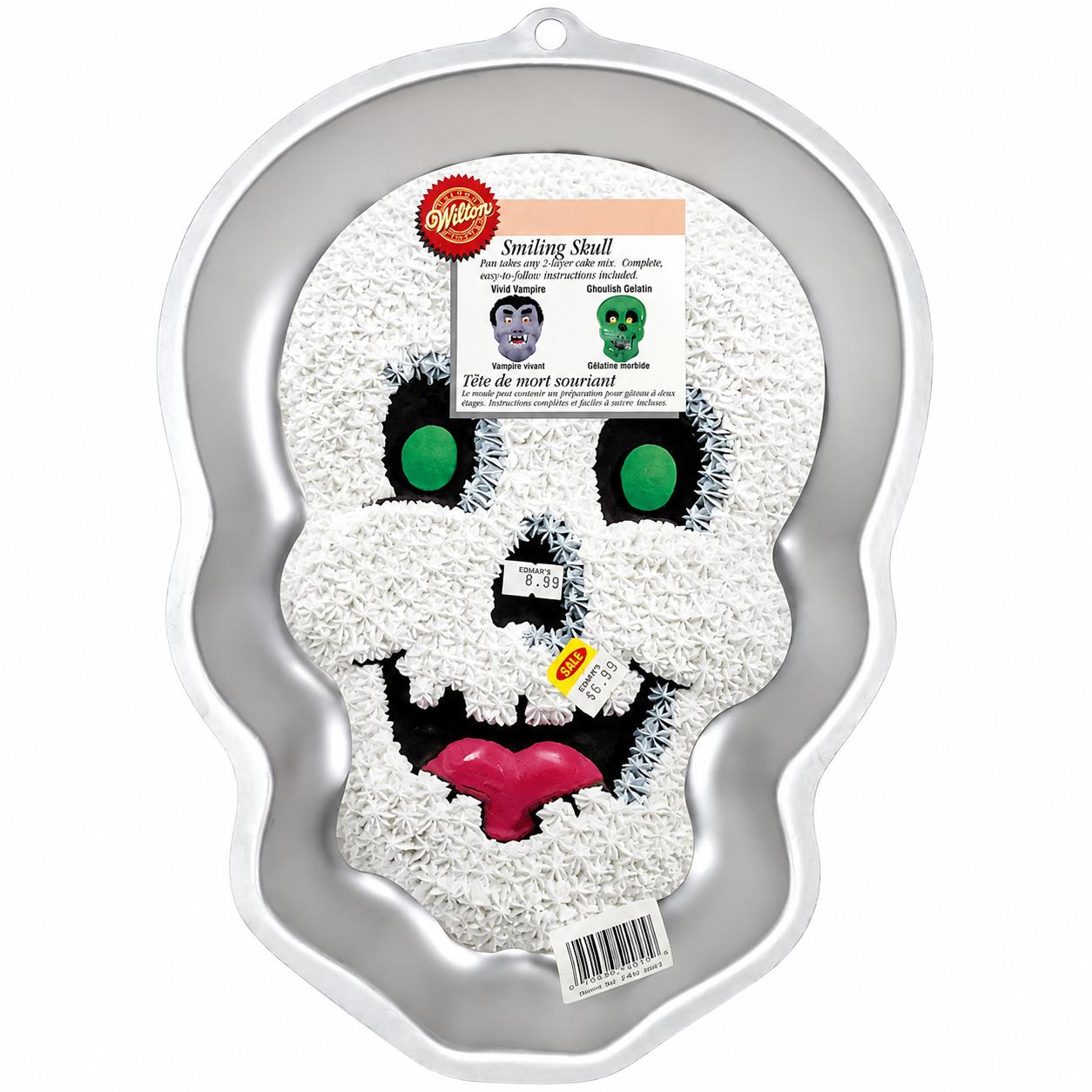 Wilton Smiling Skull Cake Pan Halloween New w/ Insert Aluminum Vintage 2001