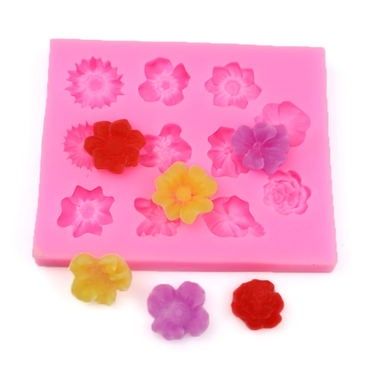 Assorted Mini Flowers Fondant & Gum Paste Silicone Mold – 12 Designs