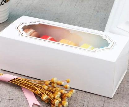 White Macaron Box with Clear Window for 5 Macarons