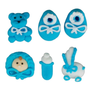 Edible Decorations Baby Royal Icing Blue 1in 6-Count