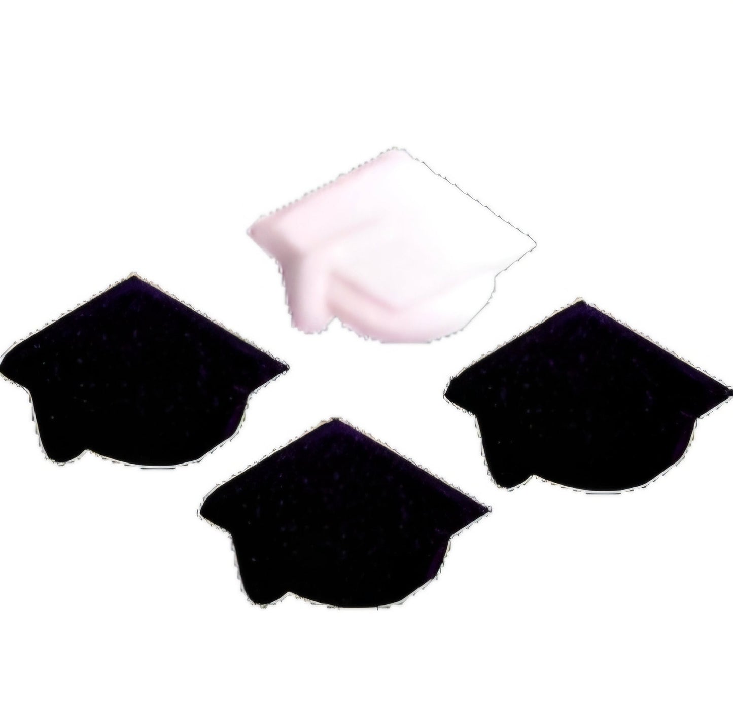Graduation Cap Edible Decorations – Black & White Sugar Toppers 12 Count
