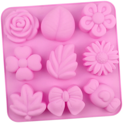 Assorted Flowers & Bow Silicone Baking Mold – 8 Cavity