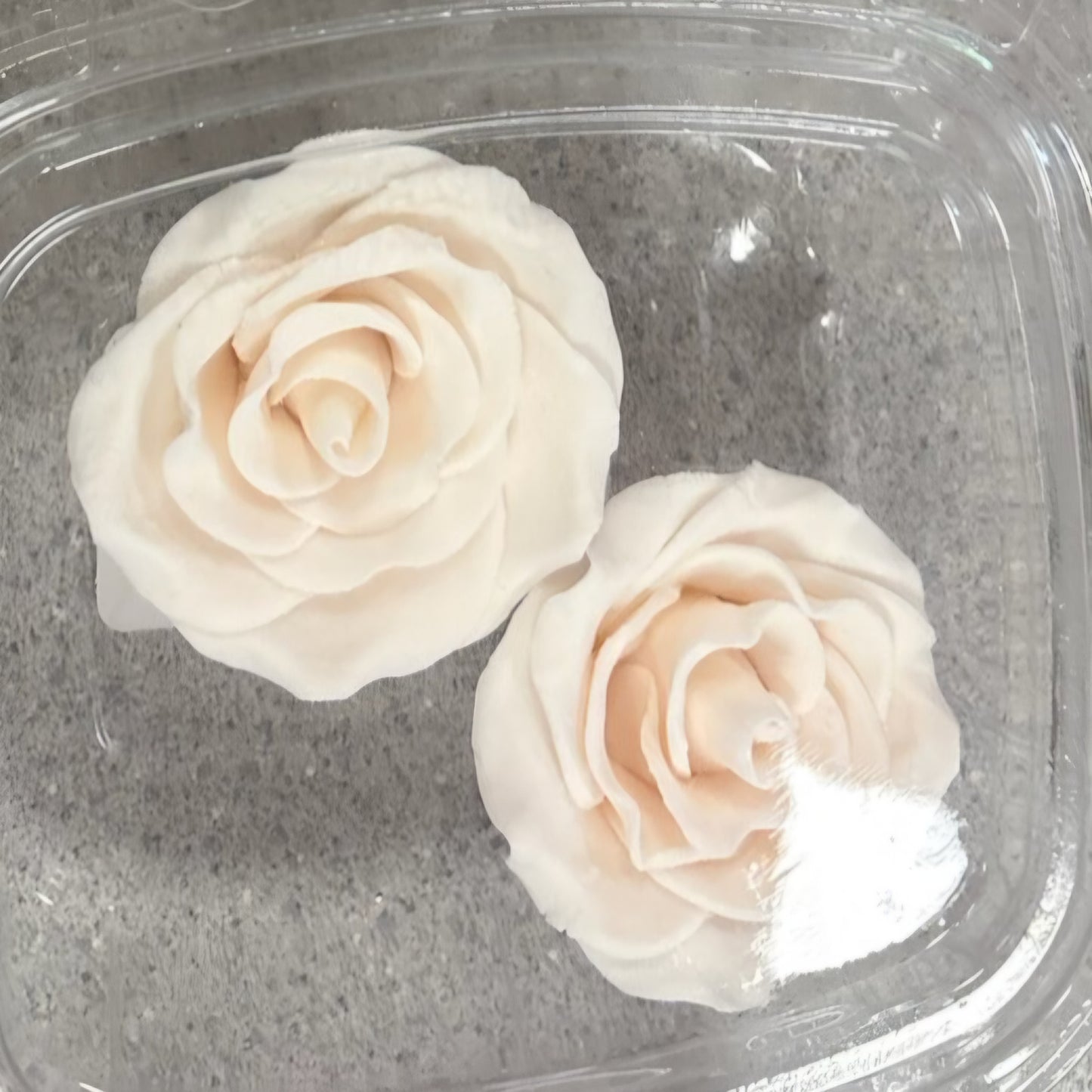 Ivory Large Gum Paste Roses 2 Inch Edible Cake Decorations – 2 Count