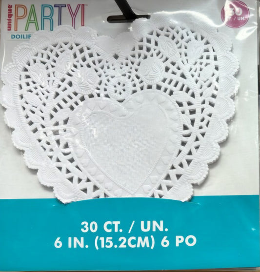 White Heart Doilies 30ct