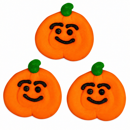 Happy Pumpkin Royal Icing Decorations - 3 Count