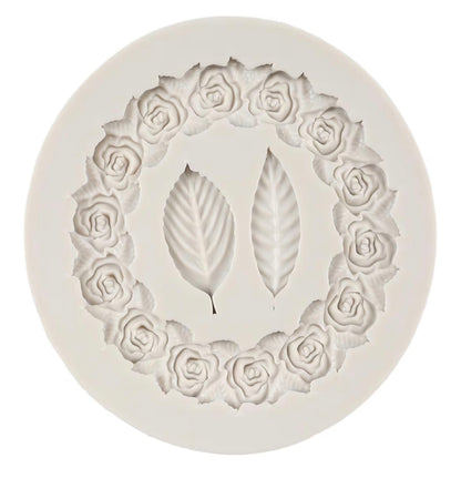 Rose Wreath with Leaves Silicone Mold
