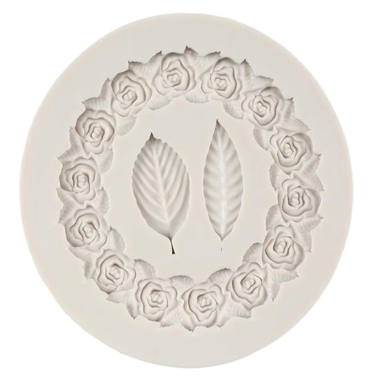 Rose Wreath with Leaves Silicone Mold