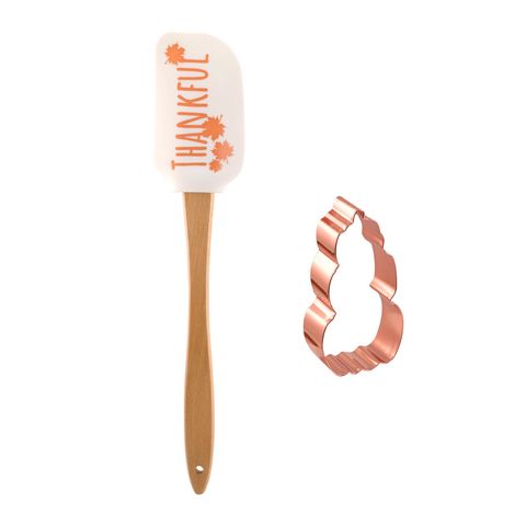 Thankful Thanksgiving Spatula & Pumpkin Cookie Cutter Set
