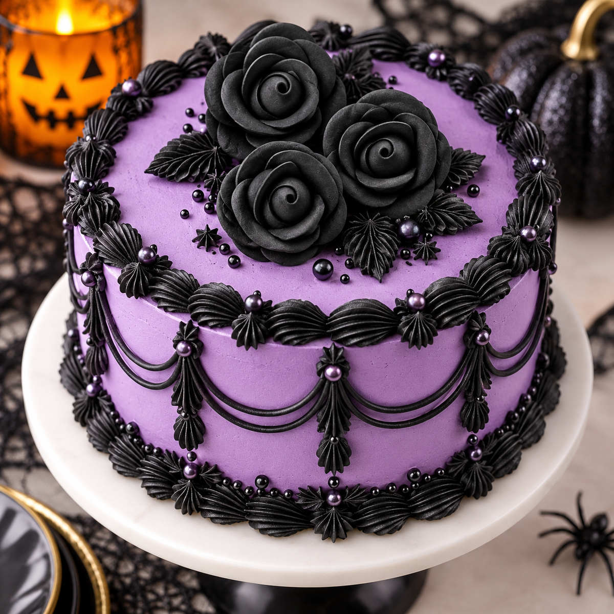 Black Rose Edible Cake Decoration – Black Sugar Rose 3 Count