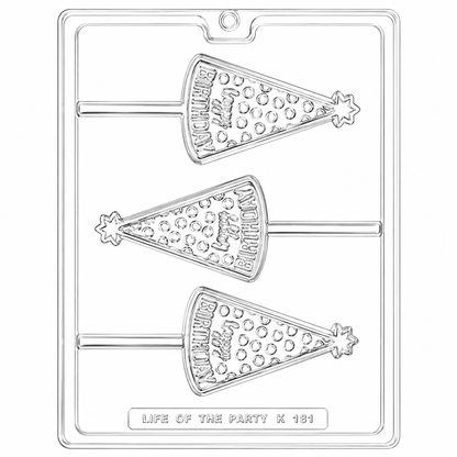 Happy Birthday Party Hat Lollipop Mold 3 Cavity
