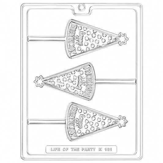 Happy Birthday Party Hat Lollipop Mold 3 Cavity
